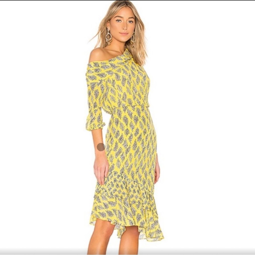 SALONI Yellow and Black Asymmetrical Dress